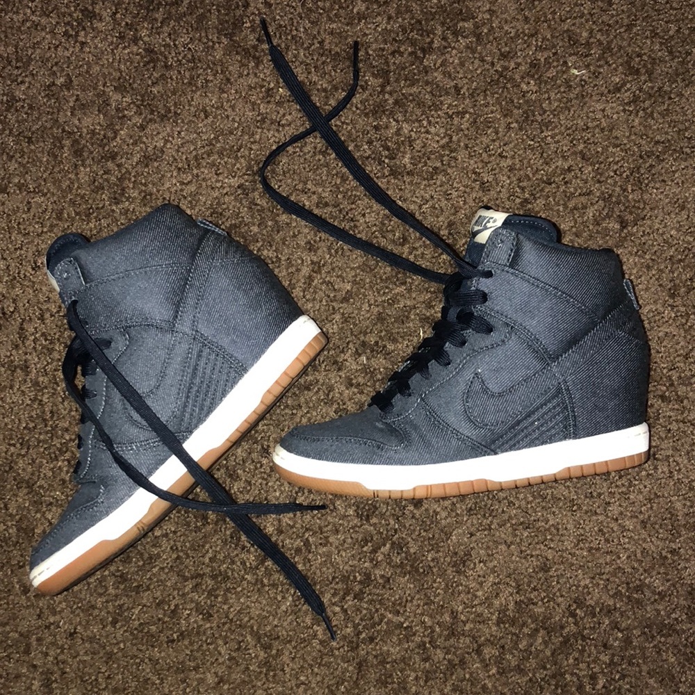 Nike Dunk SkyHigh Denim Wedge Sneakers